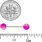 Pink Purple UV Glow Acrylic Ball Barbell Tongue Ring