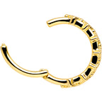 16G 3/8 Blue Gem Gold Tone Elegance Hinged Segment Ring