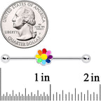 14G Rainbow Hippie Flower Industrial Barbell 38mm