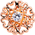 20G 5/16 Clear CZ Gem Rose Gold Tone Heart Love Nose Bone