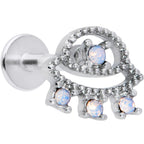 16G 5/16 White Faux Opal UFO Labret Monroe Tragus