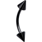 16G 3/8 Black Anodized Cone End Curved Eyebrow Ring