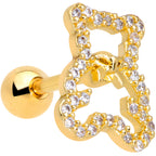 16G 1/4 Clear Gem Gold Tone Teddy Bear Cartilage Tragus