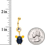 Clear Gem Gold Tone Black Mouse Dangle Belly Ring