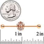14G Clear CZ Gem Rose Gold Tone Elegant Industrial Barbell 38mm