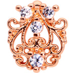 16G 5/16 Clear CZ Gem Rose Gold Tone Elegant Labret Monroe Tragus
