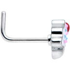 20G 5/16 Red White Sprinkle Cherry Cupcake L Shaped Nose Ring