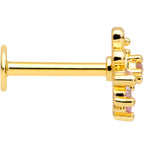 16G 5/16 Clear Pink CZ Gem Gold Tone Looping Labret Monroe Tragus