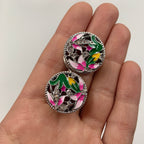 Clear Gem Exotic Garden Flower Double Flare Plug Set