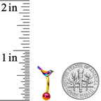 16G 5/16 Clear Gem Rainbow Bird Curved Eyebrow Ring
