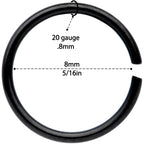 20G 5/16 Black Anodized Seamless Circular Ring Set of 12