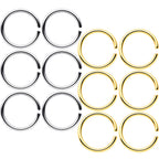 18G 5/16 Steel Gold Tone Anodized Seamless Circular Ring Set of 12