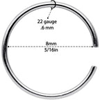 22G 5/16 Steel Rainbow Anodized Seamless Circular Ring Set of 12