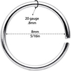 20G 5/16 Steel Rainbow Anodized Seamless Circular Ring Set of 12