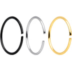 22G 5/16 Black Gold Tone Anodized Seamless Circular Ring Set of 12