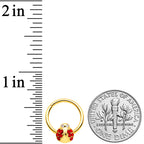 16G 3/8 Red Gem Gold Tone Ladybug Hinged Segment Ring