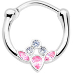 16G 3/8 Clear Pink Gem Classic Cluster Septum Clicker