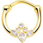 16G 3/8 Clear Gem Gold Tone Anodized Classic Cluster Septum Clicker