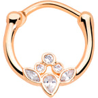 16G 3/8 Clear Gem Rose Gold Tone Anodized Classic Cluster Septum Clicker
