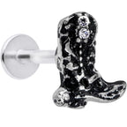 16G 5/16 Clear Gem Cowboy Boot Labret Monroe Tragus