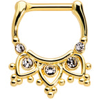 16G 3/8 Clear Gem Gold Tone Lacy Drama Cartilage Clicker
