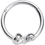16G 3/8 Infinity Heart Valentines Day Hinged Segment Ring