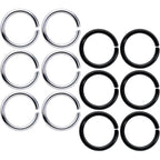 16G 5/16 Steel Black Anodized Seamless Cartilage Ring Set of 12