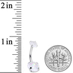 White Faux Opal Grade 23 Titanium Internally Threaded Belly Ring