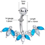 Clear Aqua Gem Comely Clusters Belly Ring