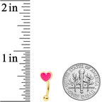 16G 5/16 Gold Tone Pink Heart Valentines Day Curved Eyebrow Ring