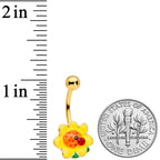 Gold Tone Sunny Flower Ladybug Belly Ring