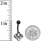 Clear Gem Black Anodized Classic Cluster Belly Ring