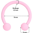 16G 3/8 Perfectly Pink Matte Horseshoe Circular Barbell
