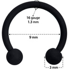 16G 3/8 Beauteous Black Matte Horseshoe Circular Barbell