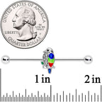14G Clear Gem Tropical Parrot Bird Industrial Barbell 38mm