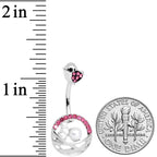 Pink Gem Chick Basket of Eggs Belly Ring