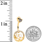 Clear Gem Gold Tone Chick Basket of Eggs Belly Ring