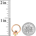 16G 3/8 Rose Gold Tone Bird Pink Flower Hinged Segment Ring