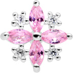 16G 1/4 Clear Pink CZ Gem Star Burst Cartilage Tragus