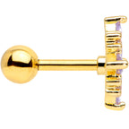 16G 1/4 Clear Purple CZ Gem Gold Tone Star Burst Cartilage Tragus