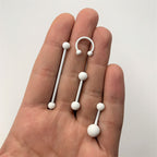 14G Wonderful White Matte Industrial Barbell 38mm