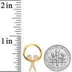 16G 3/8 Clear CZ Gem Gold Tone Scissors Hinged Segment Ring