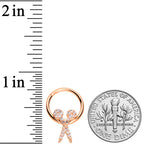 16G 3/8 Clear CZ Gem Rose Gold Tone Scissors Hinged Segment Ring