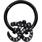 16G 3/8 Clear CZ Gem Black Amazing Om Hinged Segment Ring