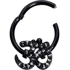 16G 3/8 Clear CZ Gem Black Amazing Om Hinged Segment Ring