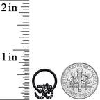 16G 3/8 Clear CZ Gem Black Amazing Om Hinged Segment Ring
