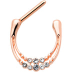 16G 5/16 Clear Gem Rose Gold Tone Double Strand Cartilage Clicker