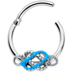 16G 5/16 Celtic Knot Blue Hinged Segment Ring