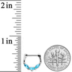 16G 5/16 Aqua Gem Oval Trio Cartilage Clicker