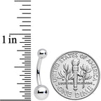 14G 3/8 Grade 23 Small Ball Titanium Belly Ring Curved Barbell